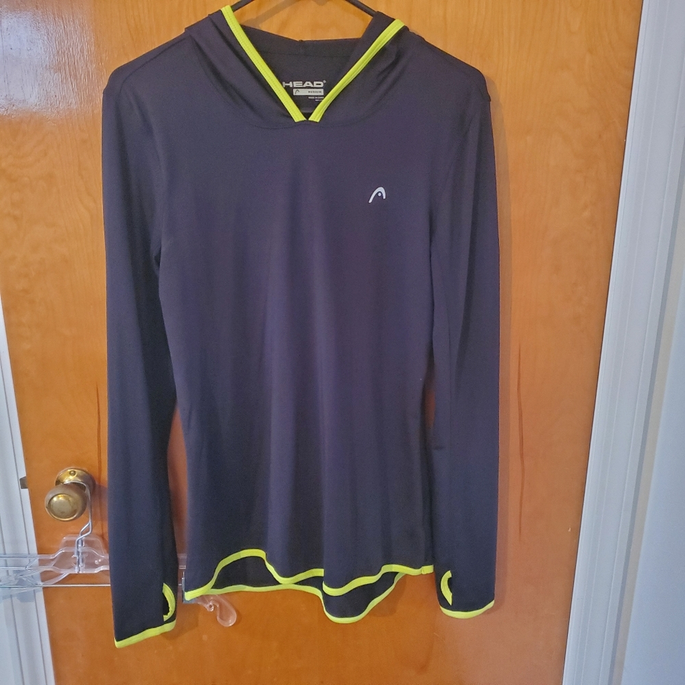 Sz M Head Black and Lime Hooded Pullover